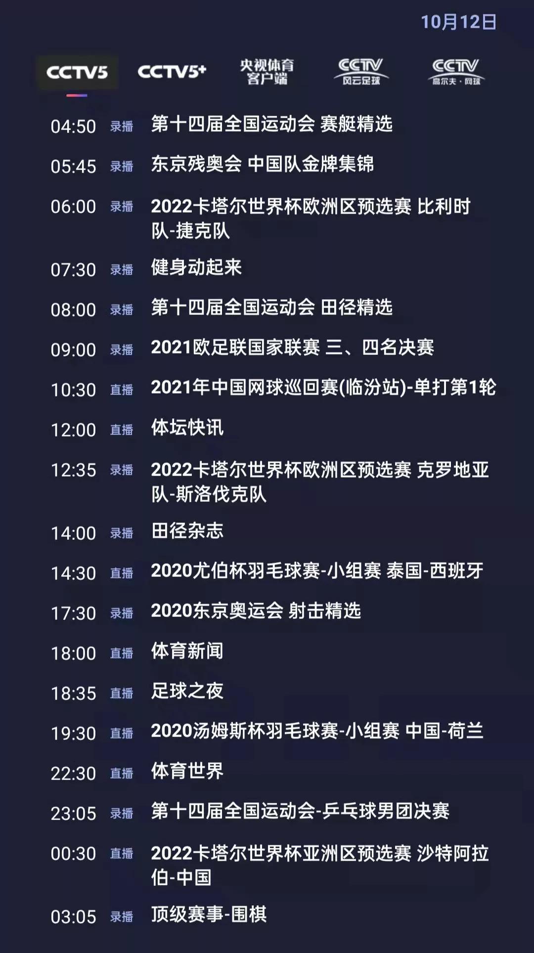 05世界杯沙特(CCTV5今日节目单：晚间00:30世预赛亚洲区12强赛(沙特-中国))