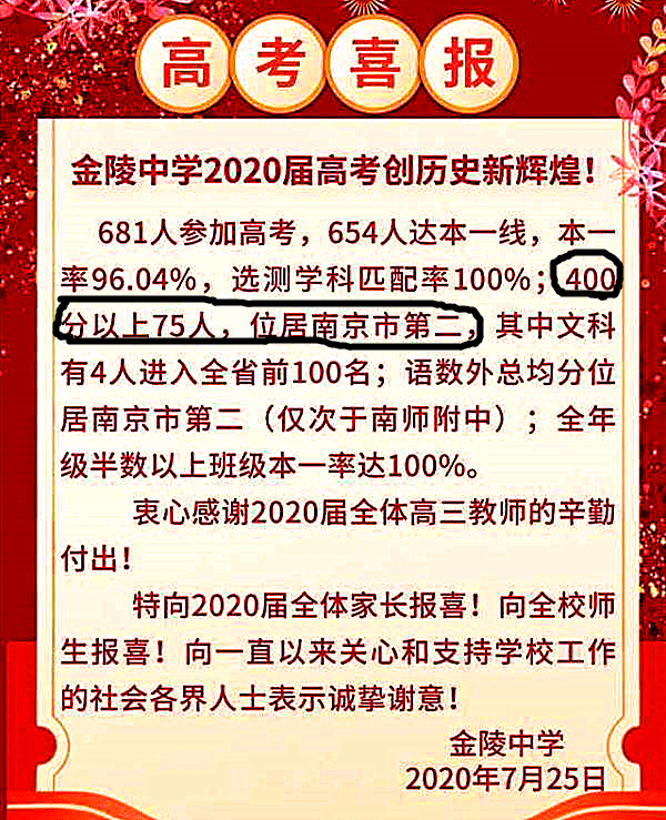 南京市最牛的四所高中，一所被学生家长指责？2020年高考成绩说话