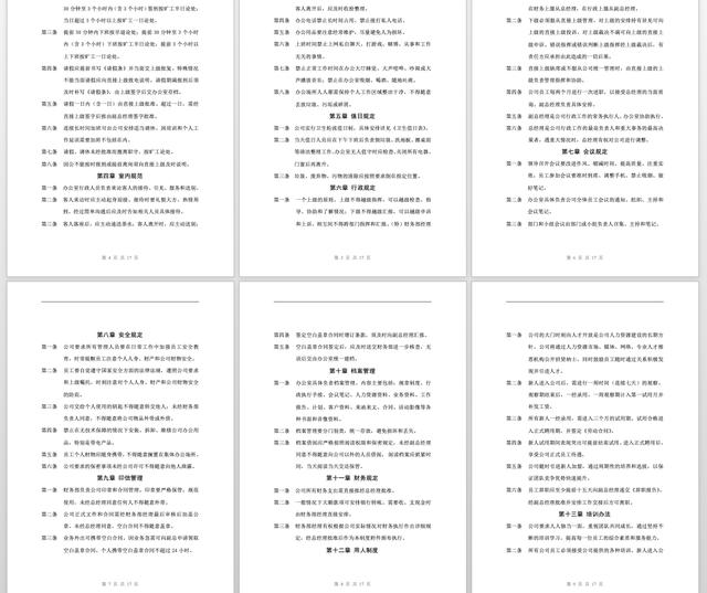 全套公司管理规章制度：员工守则+员工行为规范+员工管理制度