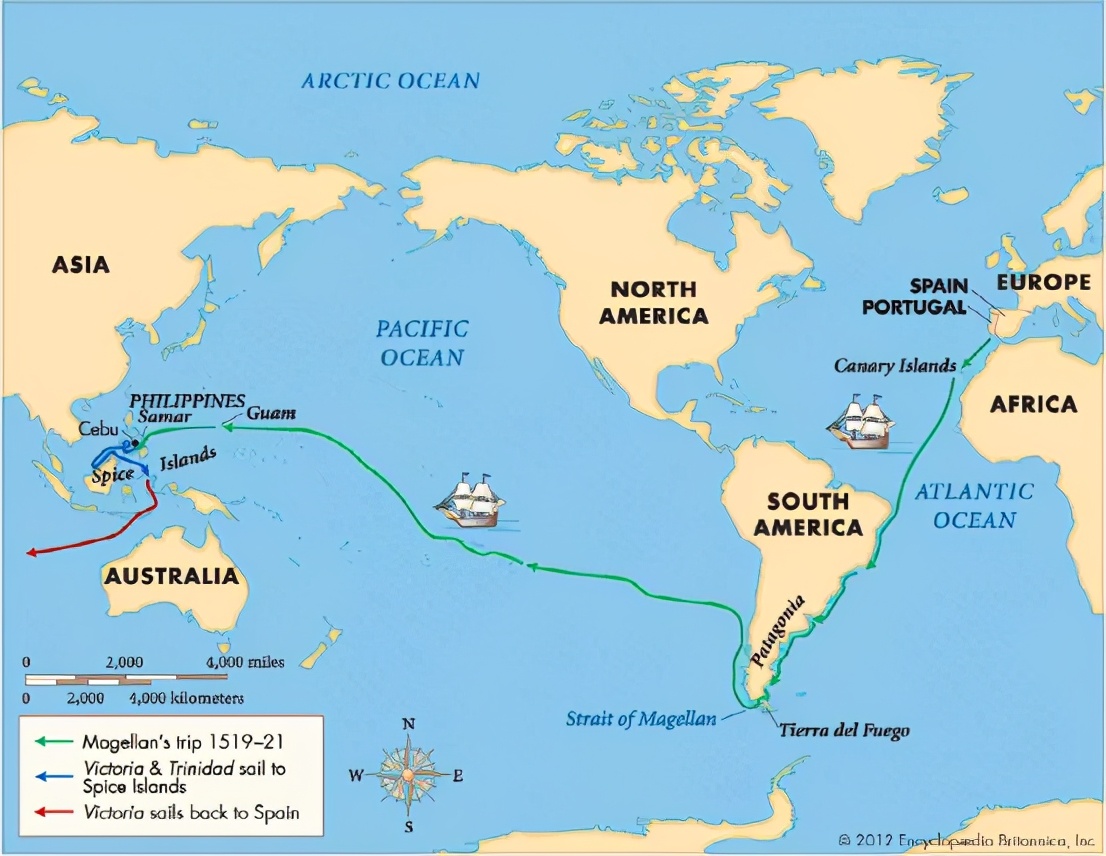 麥哲倫環球航行路線(麥哲倫環球路線簡圖)-始興思宇科技