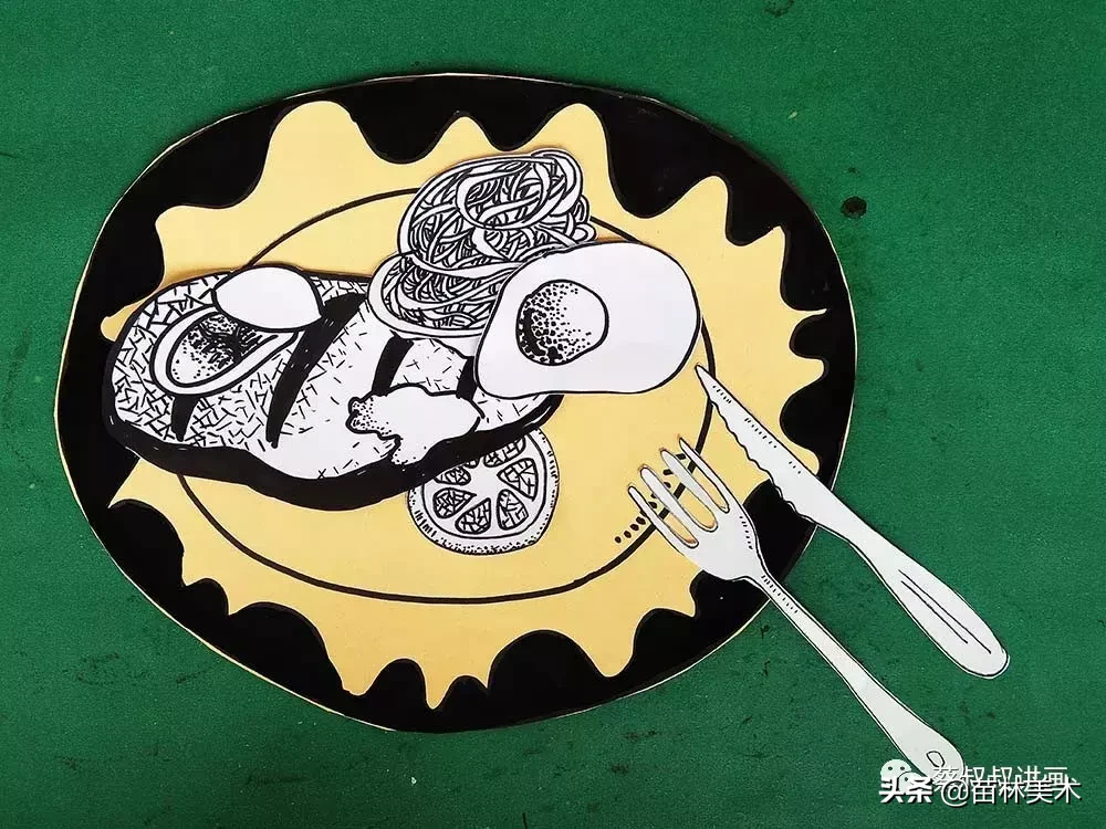 儿童创意线描：一盘丰富的西餐