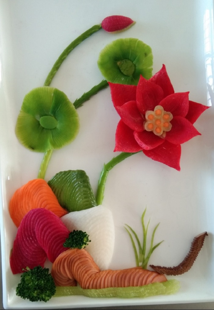 枣庄龙都中专高凡老师冷拼,雕刻作品展示