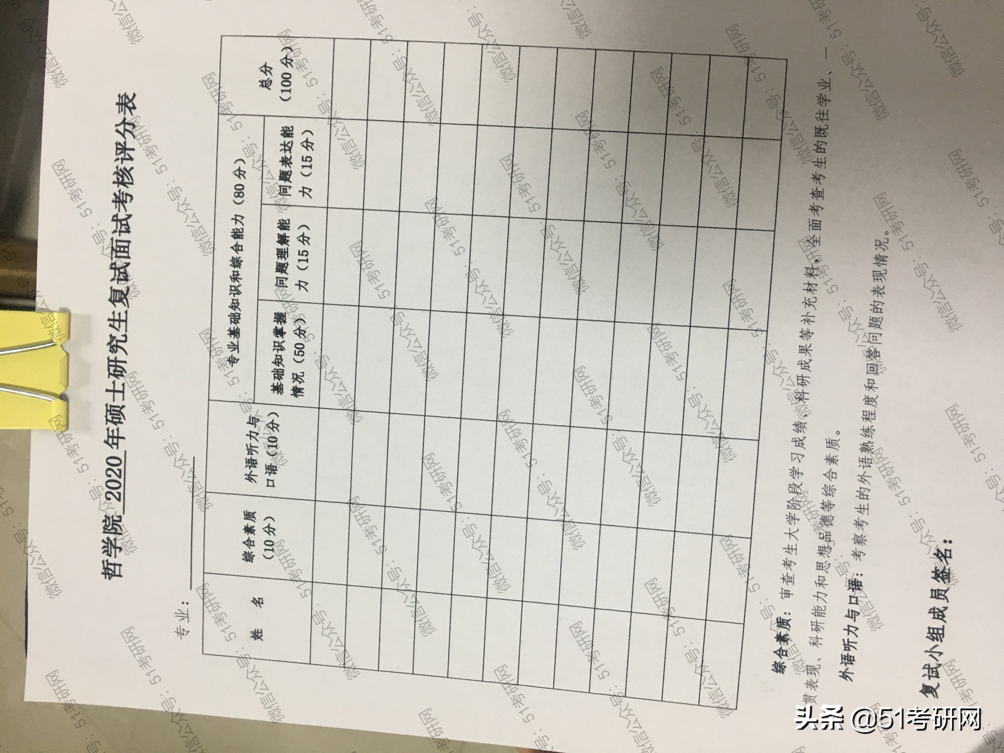 “打入内部”！给你们看看导师手中的复试打分表，一张纸决定命运