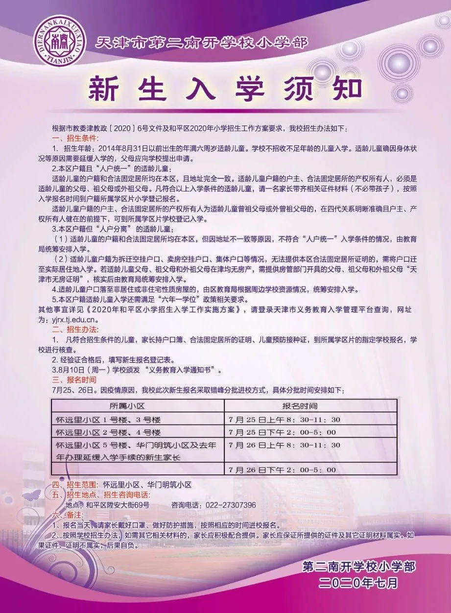 2020年全市各区小学招生简章大汇总来了！快来看看吧