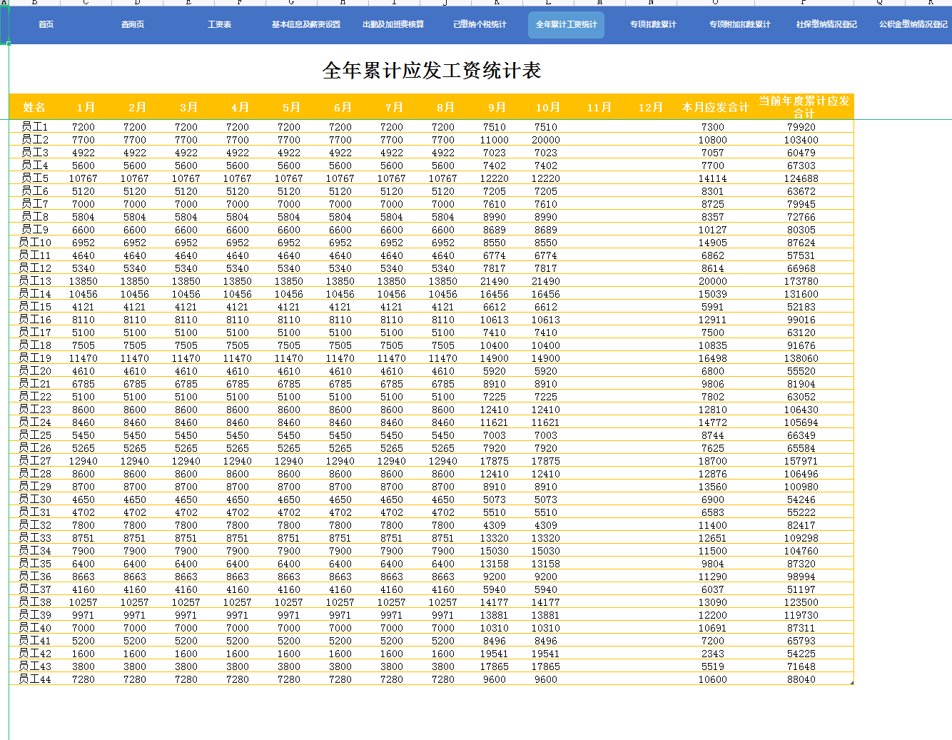 2022全自动工资核算系统，含个税和专项附加扣除计算，亲测好用