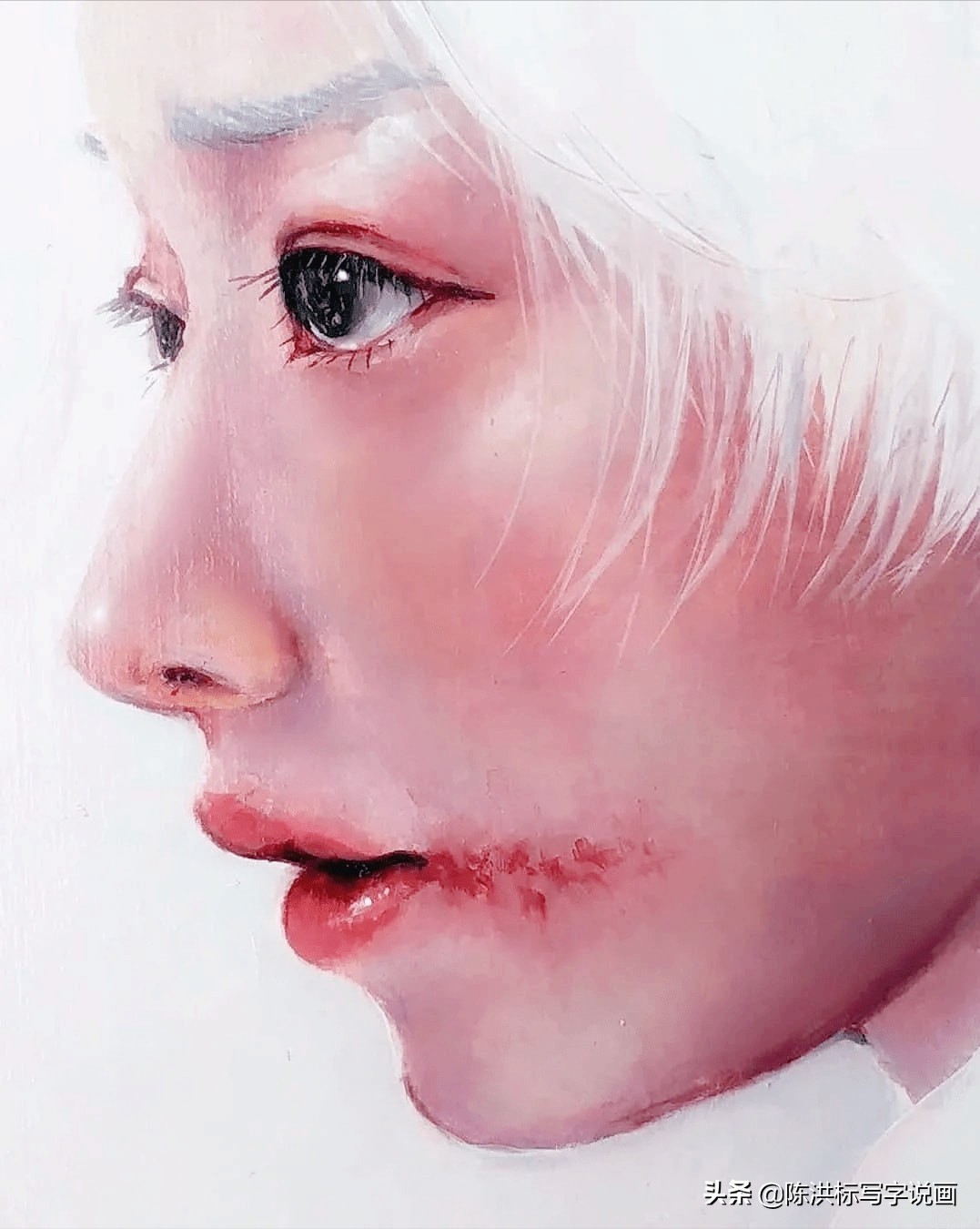 画中的人体太真实，少女伤心的泪水清晰可看，神情楚楚可怜惹人爱