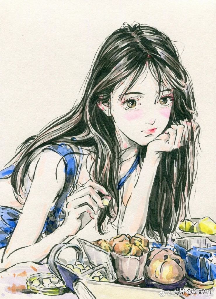 chichi(好家伙!把美少女画成水墨漫画,一人血书求联考这么考速写)