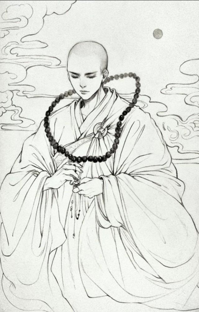 古风壁纸 头像插画「和尚」一缕情丝,几点离愁,又有多少俗事缠