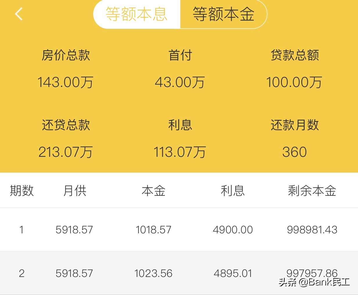 銀行貸款100萬每個月多少利息?