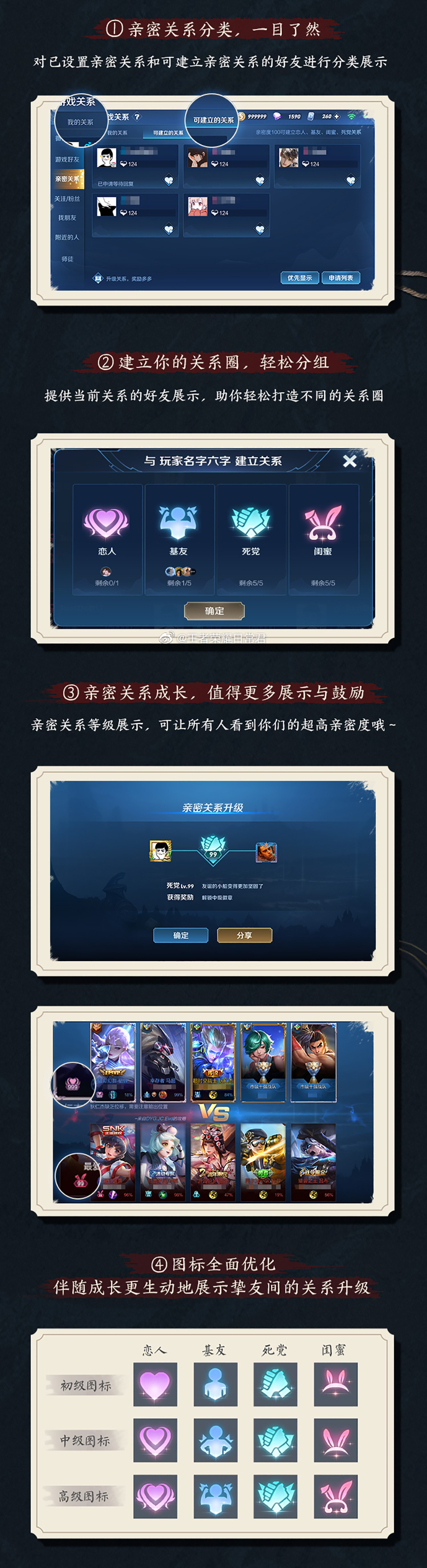 王者荣耀新增语音和局内称号，亲密等级达到10级即可解锁
