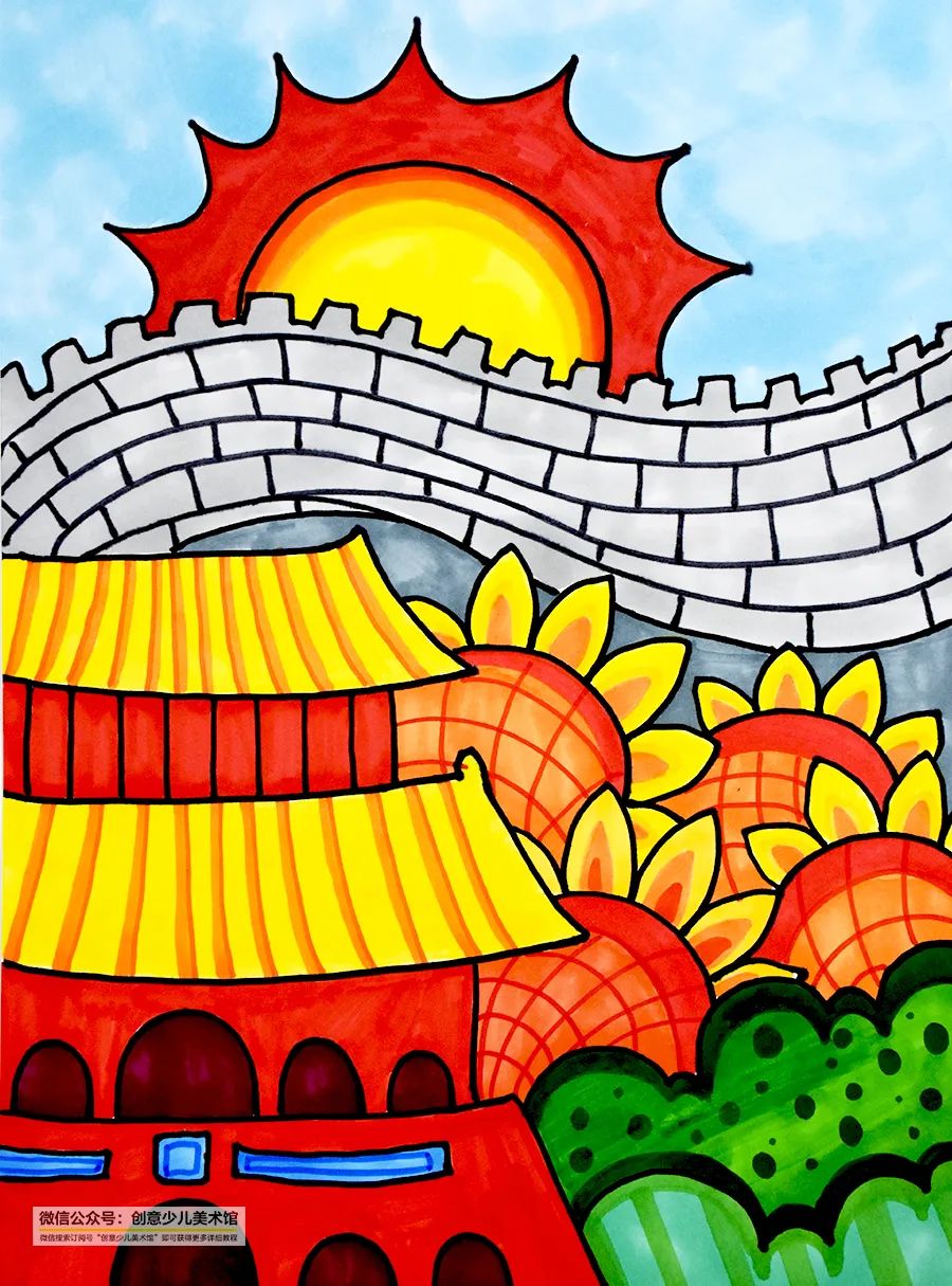 天安城门图画涂色图片