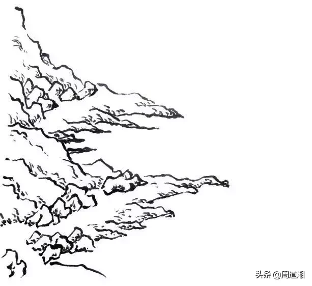 国画教程|山的表现方法、山石墨法及山坡路径、泉水瀑布的画法