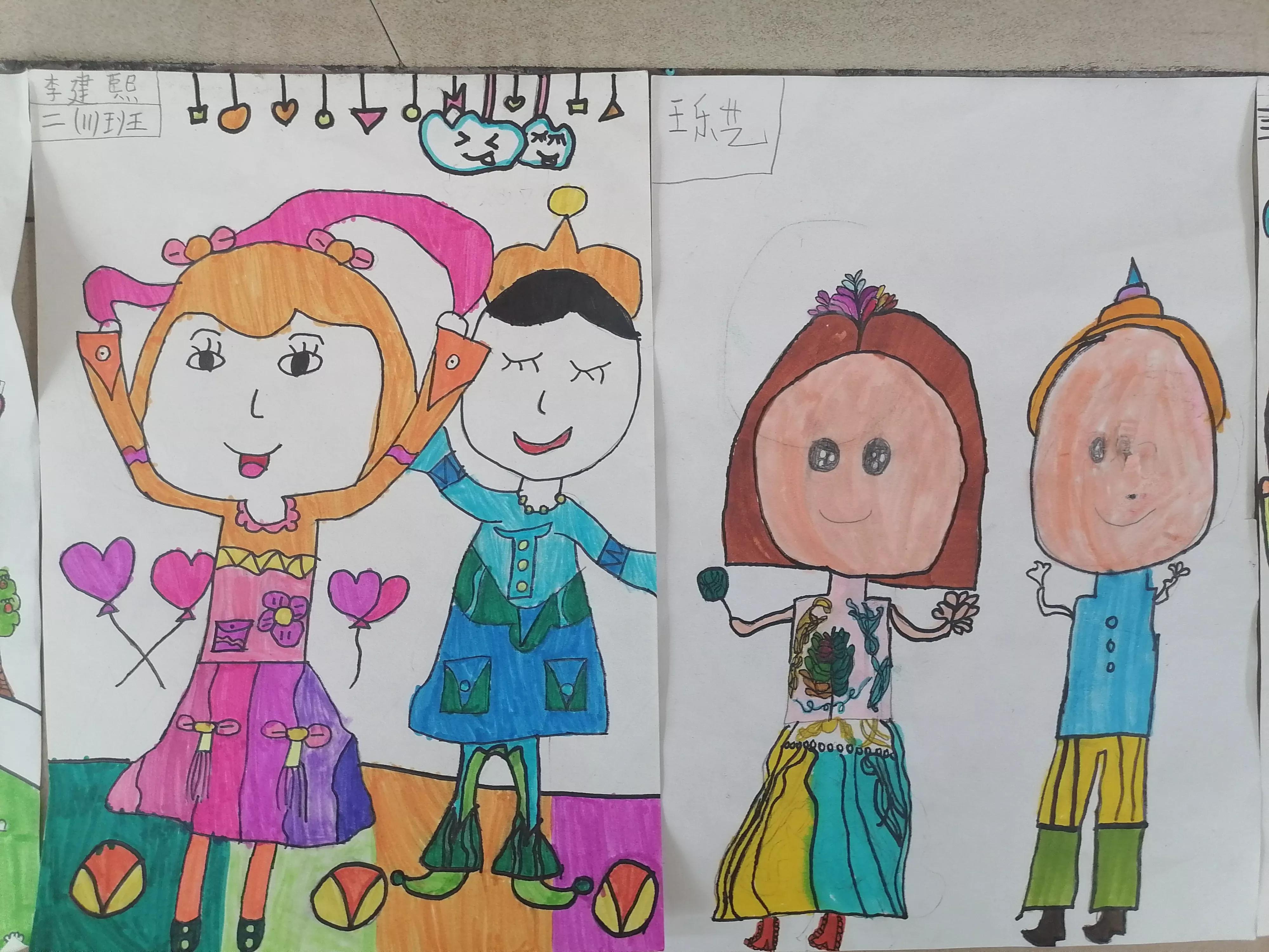 二年级课堂绘画原创作品《快乐的舞蹈》