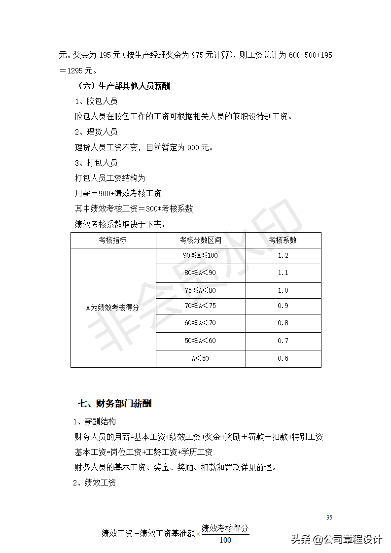 公司薪酬制度-非常全面（内含各权重参数及表格）