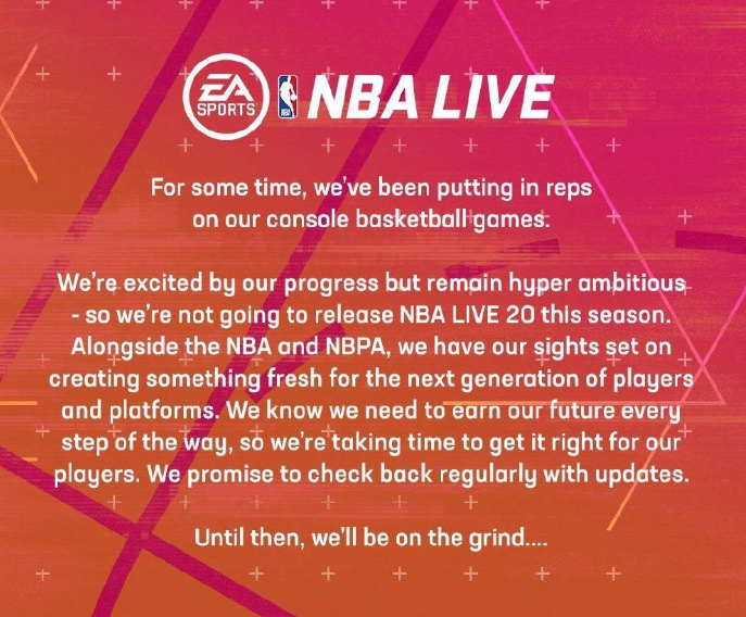 nba live为什么停运(没有竞争就没有进步，NBA LIVE 20取消开发，2K一家独大躺着赚钱)