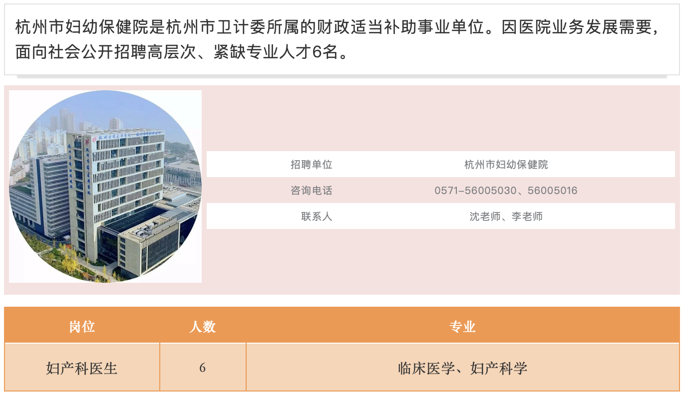 公告！2019上半年杭州市卫计委所属事业单位公开招聘419人