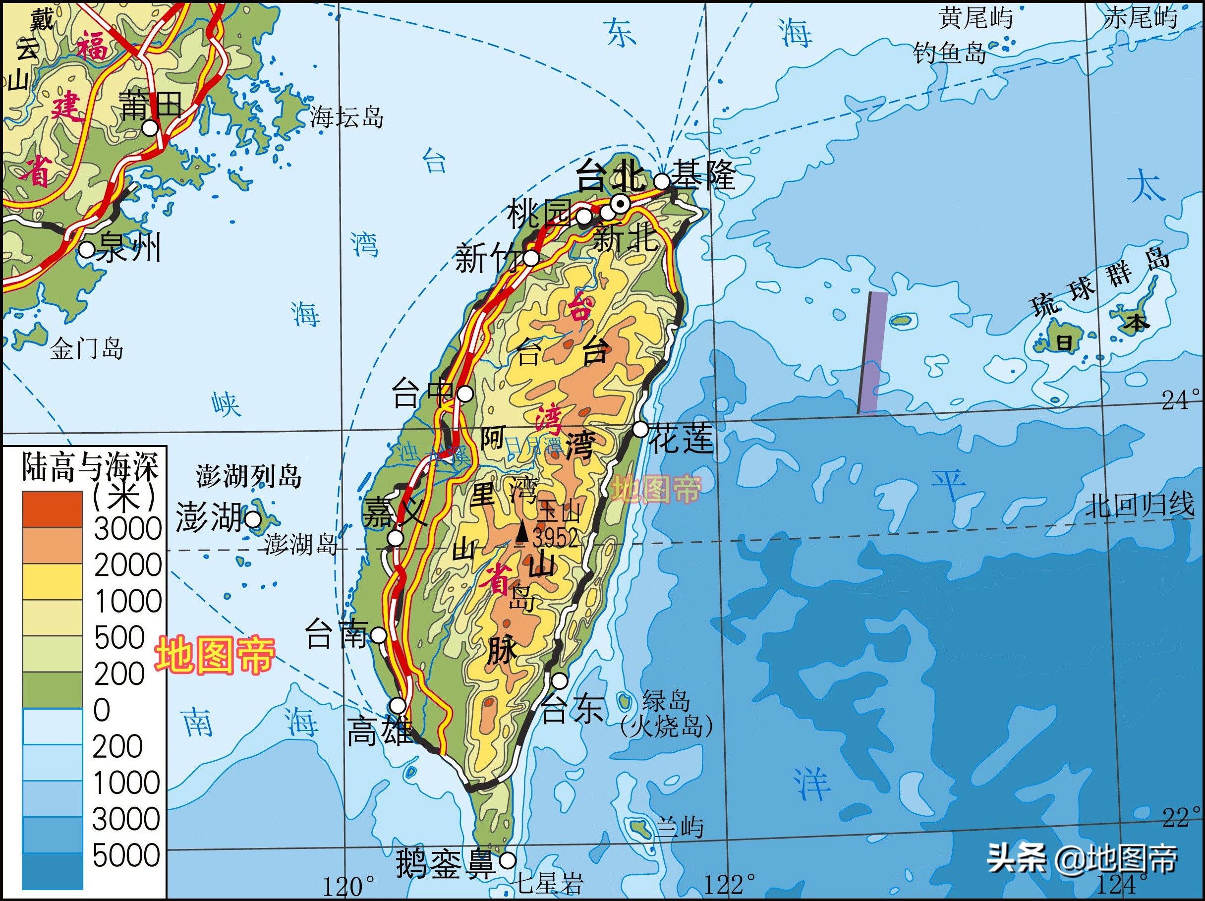 台湾面积多少平方公里？台湾岛海拔有多高？