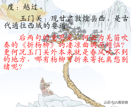 唐代诗人王之涣描写戍边士兵的古诗《凉州词》注释诗意，问题思考