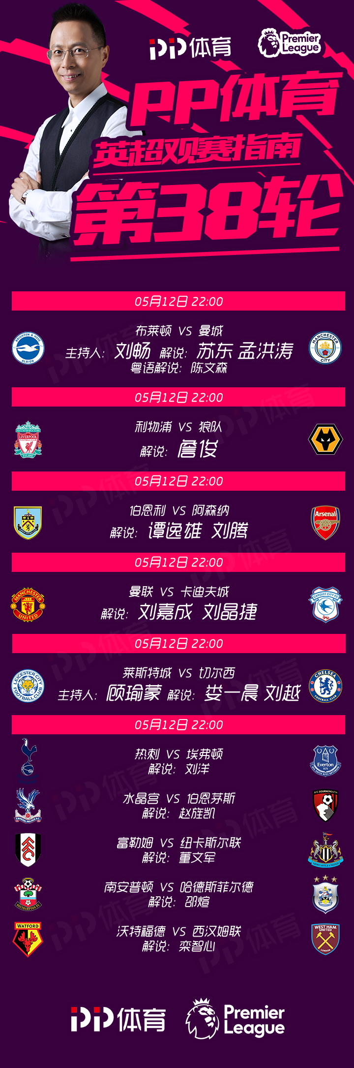 2018英超在哪里看（英超最終輪觀賽指南：10場同時免費直播 藍月紅軍迎爭冠終局戰）
