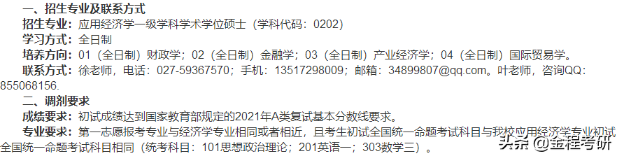 2021考研院校金融经济类专业调剂信息汇总，持续更新
