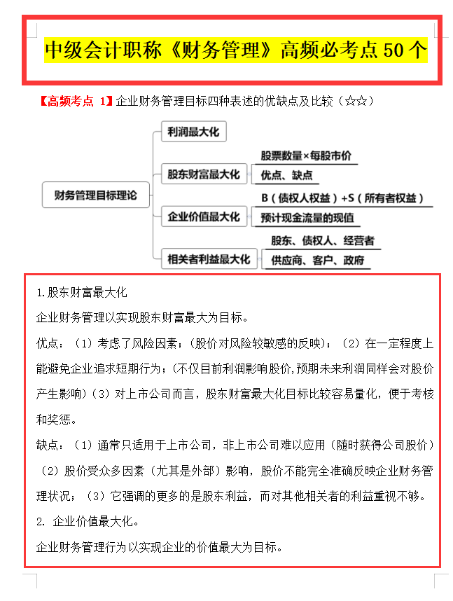 中级会计《财务管理》98考过，全套资料无偿分享给大家，共同进步