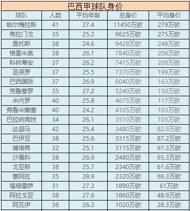 美洲杯里面巴西有巴西甲的球员吗(巴西甲2019赛季分析：球队转会与身价信息)