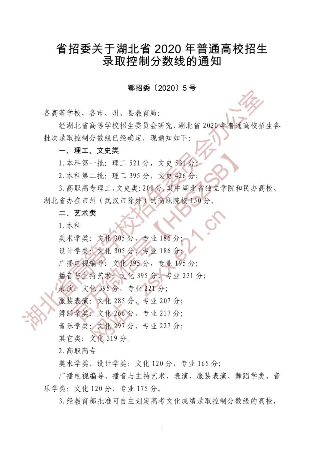 权威消息！2020年湖北省高考分数线正式公布！附三峡大学近三年录取分数线