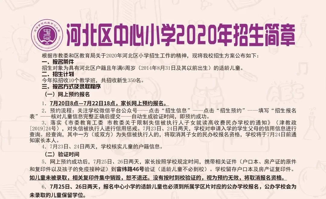 2020年全市各区小学招生简章大汇总来了！快来看看吧