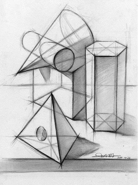 入门级美术基础教程,几何石膏该怎么画?看这一篇你就懂了