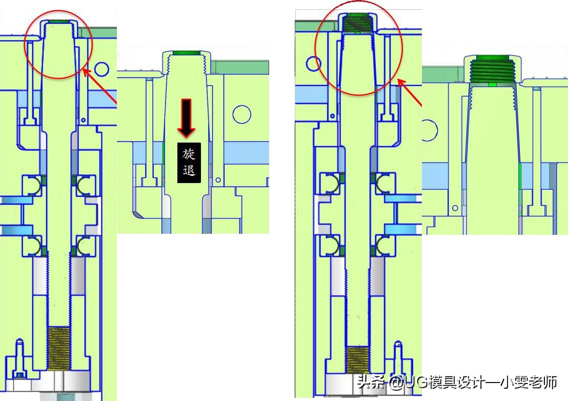 塑胶模具设计，洗洁精内螺纹盖脱模设计，同类产品可参考下