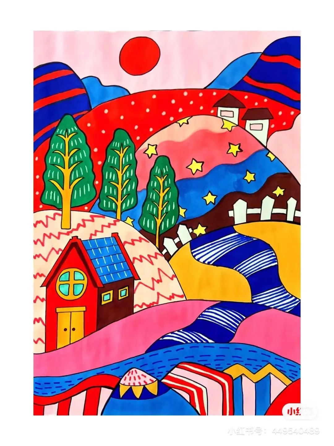 者:@小曹童线描系列酷酷可爱的女生彩色装饰画《手风琴》很适合刚入门