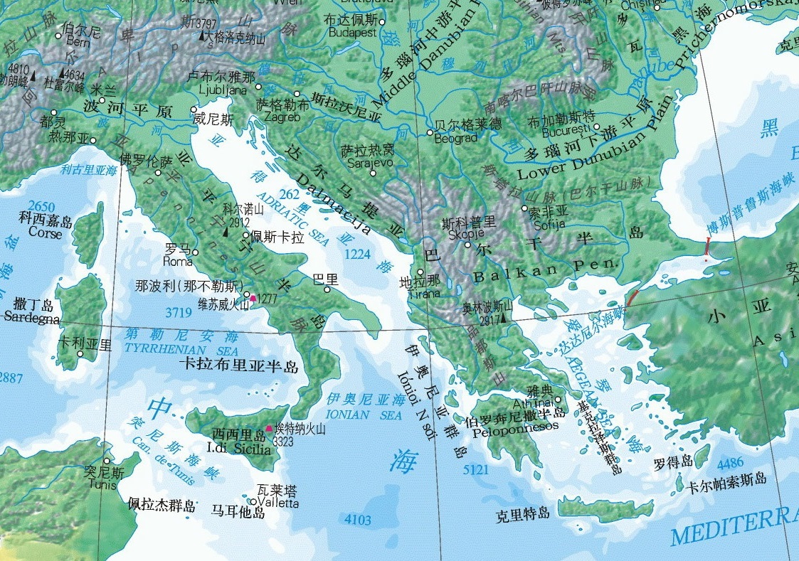 罗马尼亚的地理位置图(欧洲南部三大半岛：伊比利亚半岛、亚平宁半岛和巴尔干半岛)