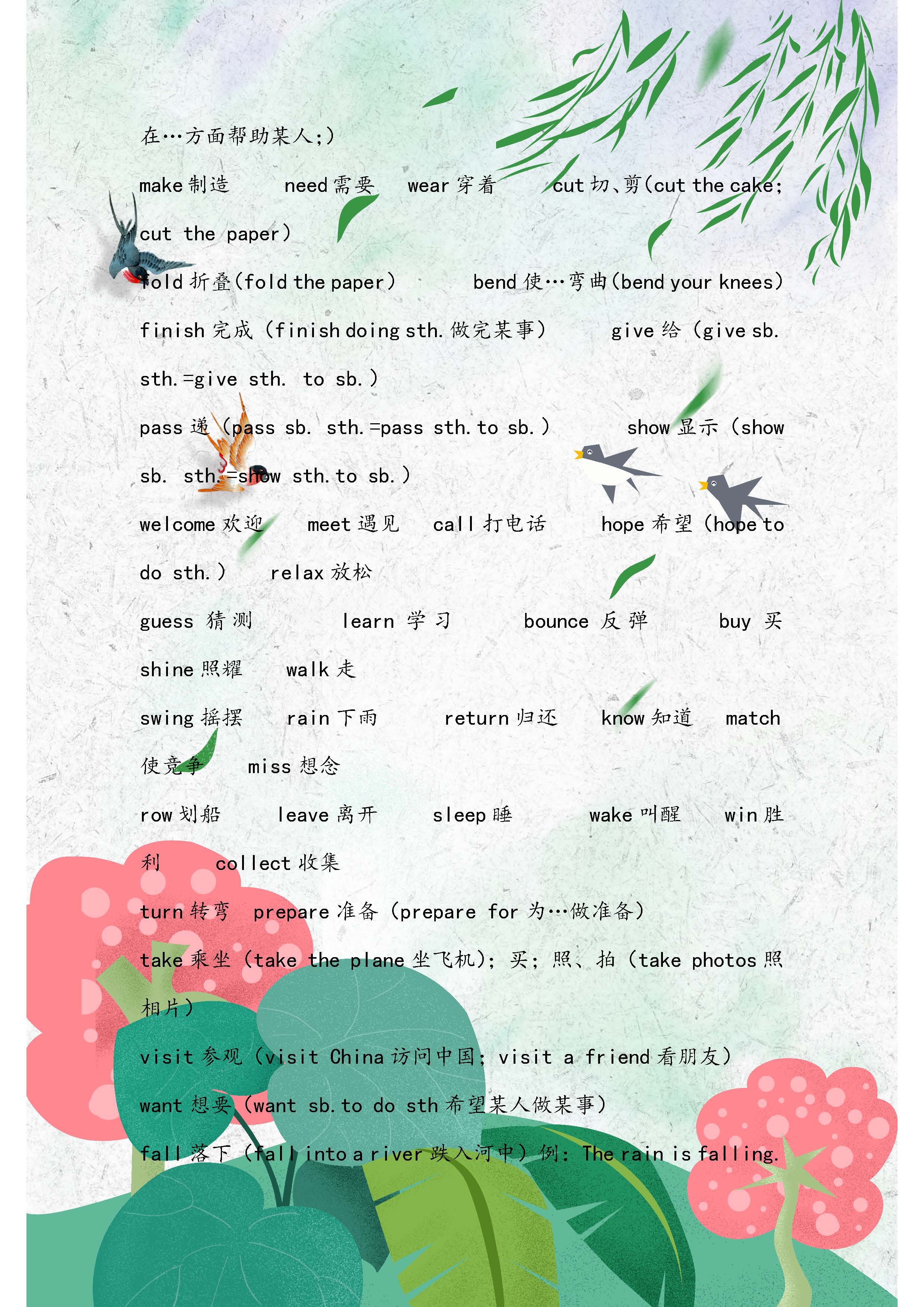 人教版：小学英语词汇短语句型汇总！假期提前背，难点一网打尽