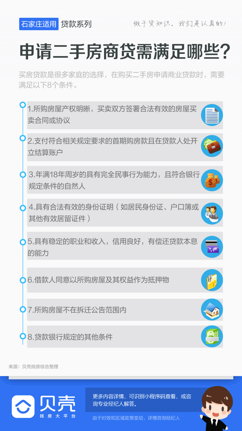 「石家庄有贝壳」房产知识丨申请二手房商贷需要满足哪些条件？