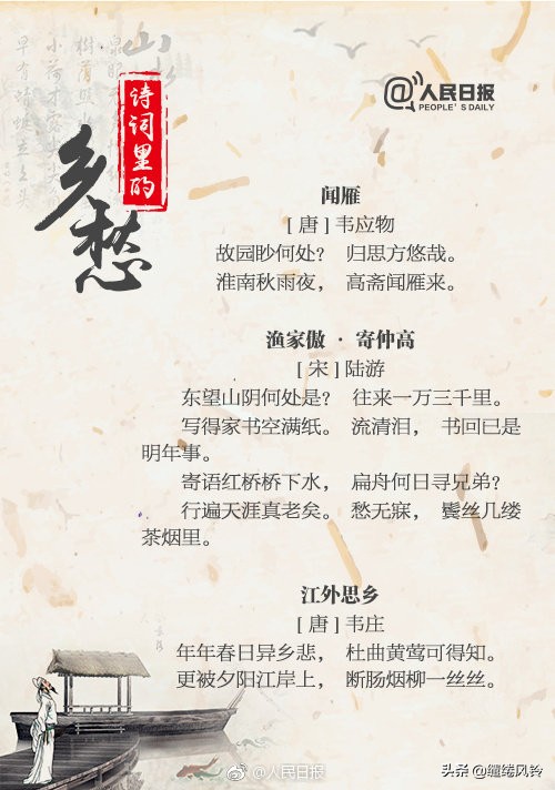 《人民日报》:27首"乡愁"诗词,从古至今,哪有游子不思乡?