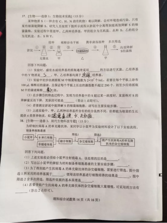 2020高考全国一卷Ⅰ试卷及参考答案（全科高清）