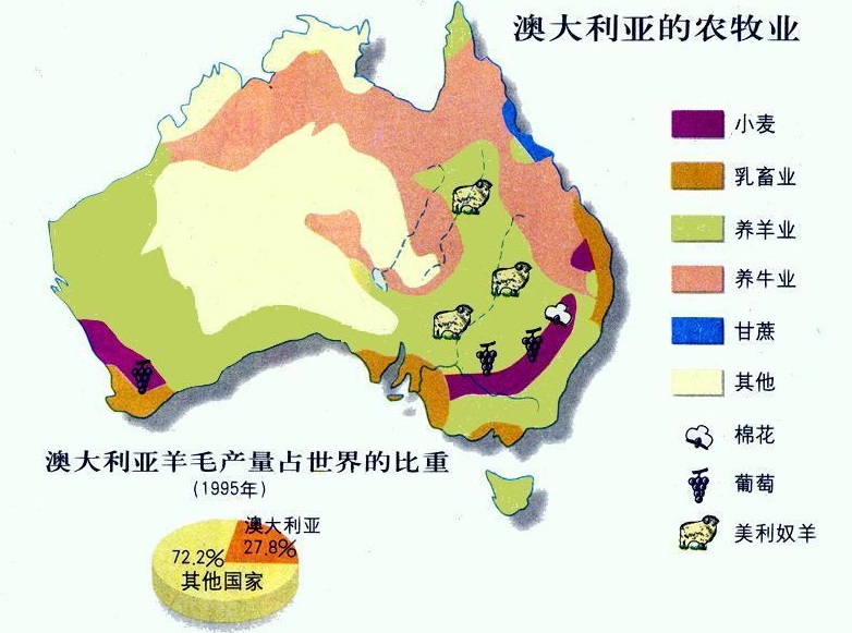 另外,澳大利亞巨大的國土上分佈著豐富的礦產資源,礦產資源種類超過70