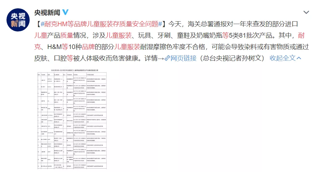 央视曝童装品牌黑名单！娃有皮炎、红疹子，这些贴身物是元凶