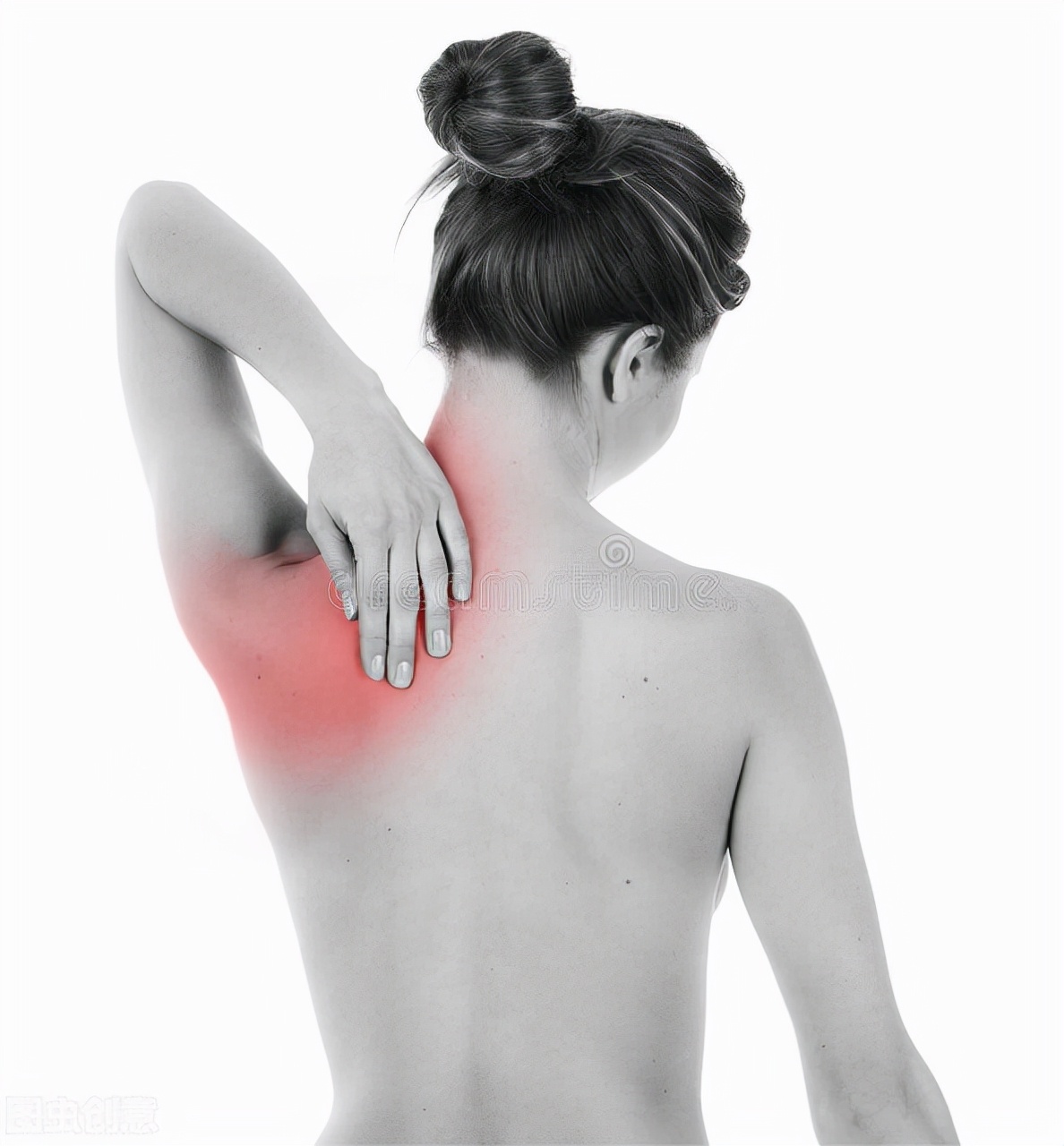 肩部疼痛的骨骼x光，3D插图。照片摄影图片_ID:167130140-Veer图库