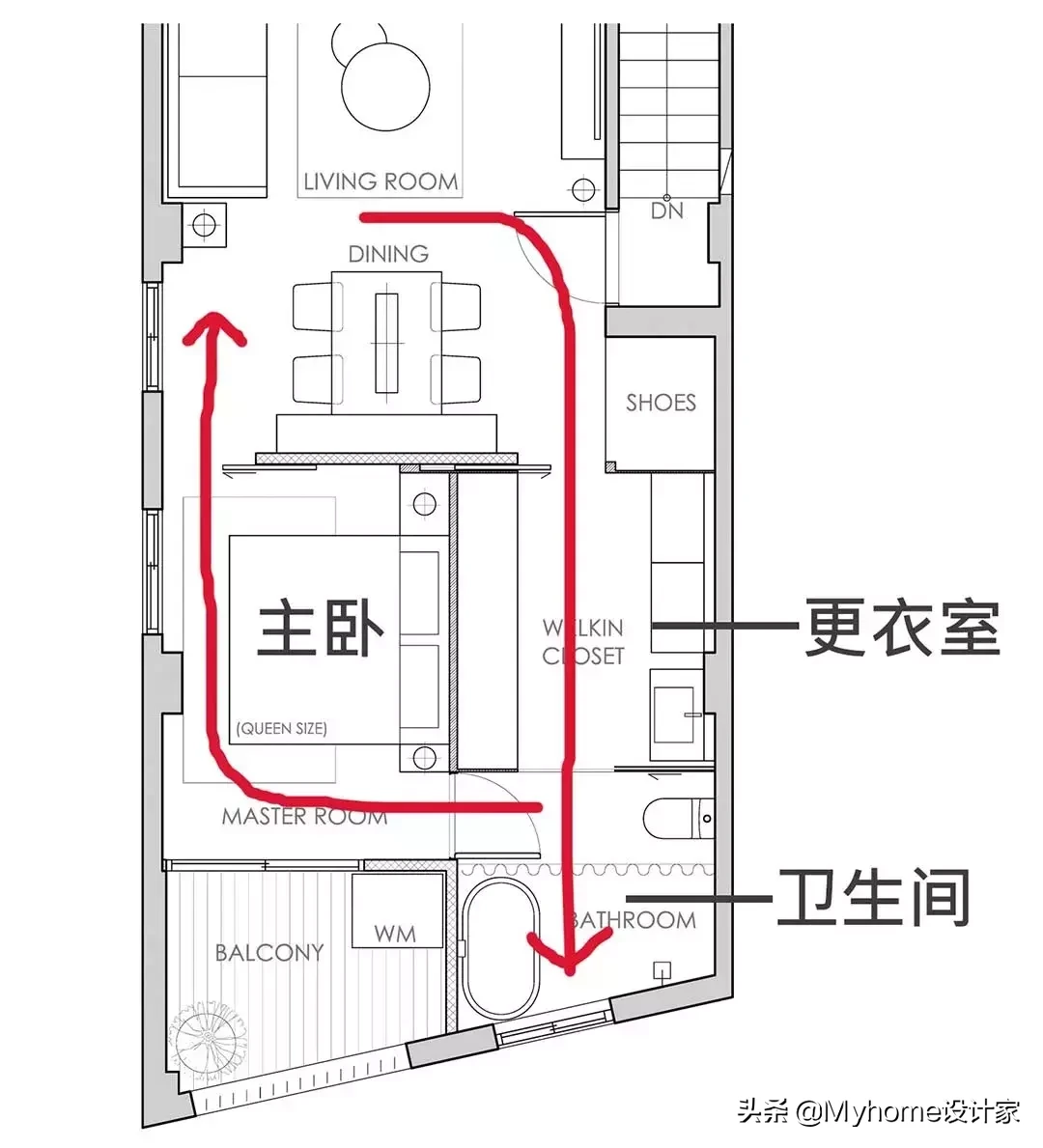 户型差能住吗?平面图拿来改!破解无用长走道,还多5倍大更衣室
