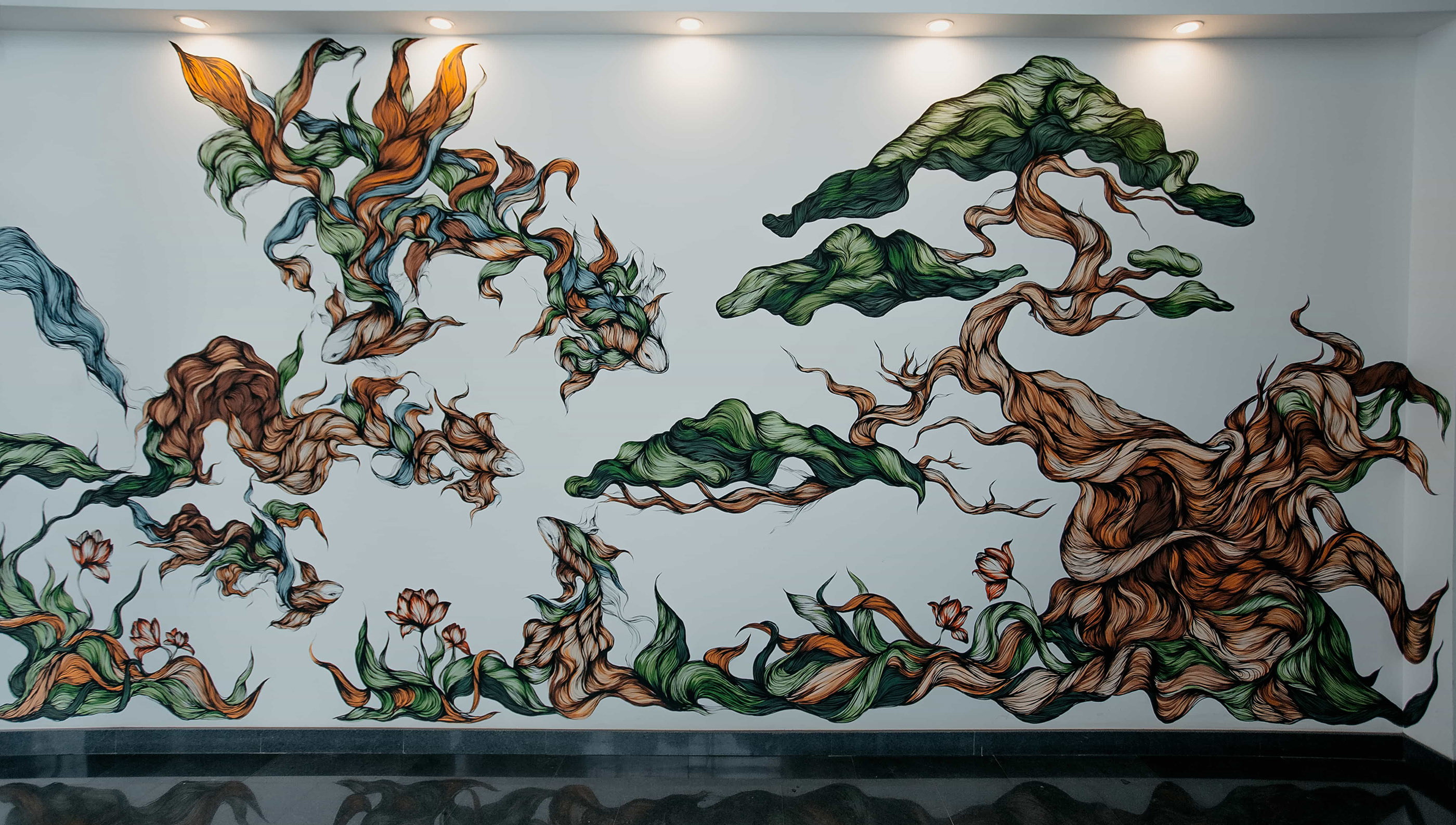 带有强烈个人风格的墙绘插画设计细腻有个性