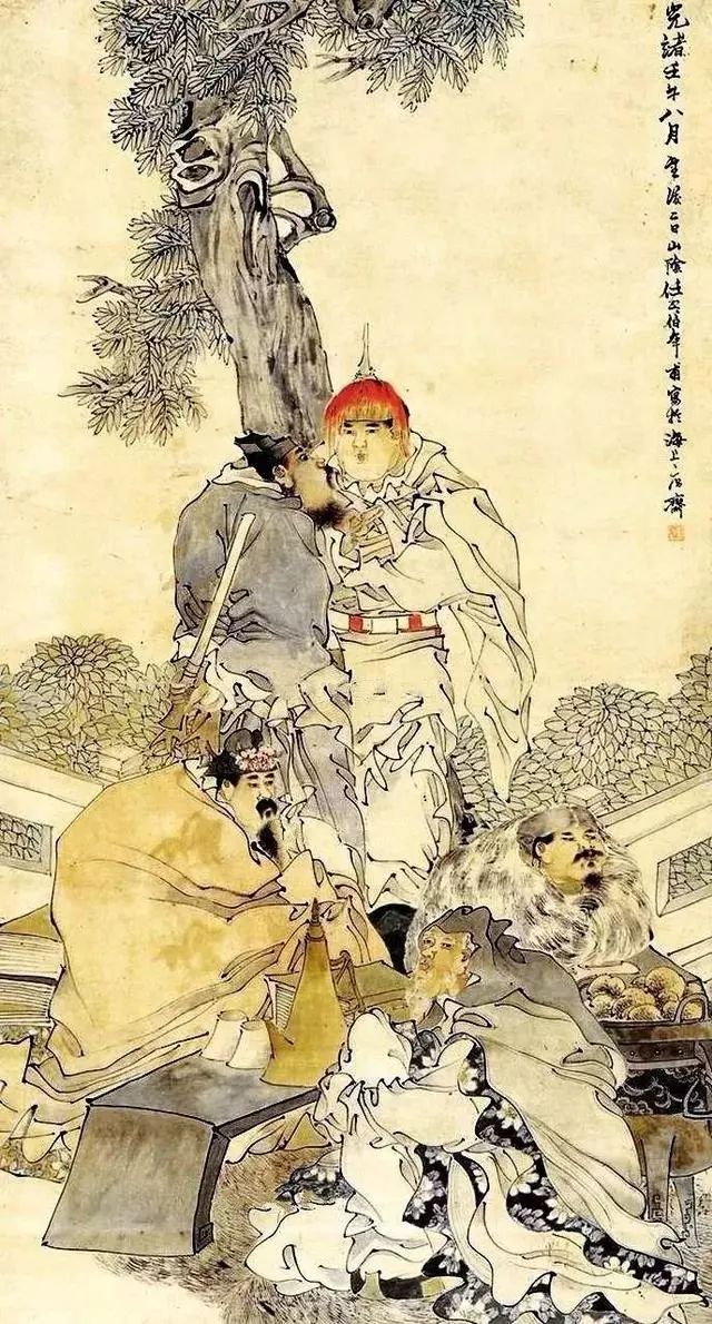 拜识国画中的《五路财神图》，愿人人平安健康、五路来财