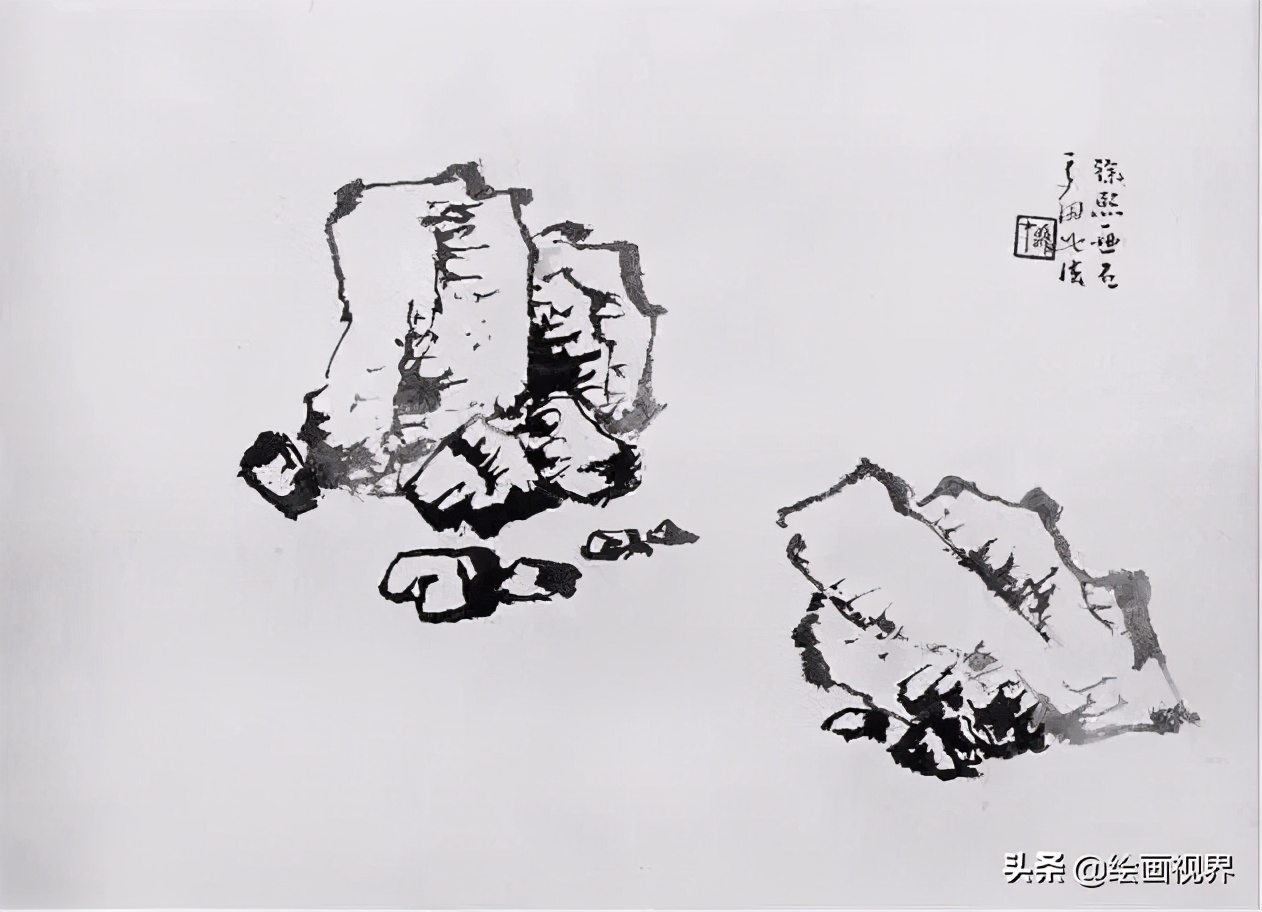 山石结构了解之后就是画,初学者一定要记住画画就是把一个山石从一张