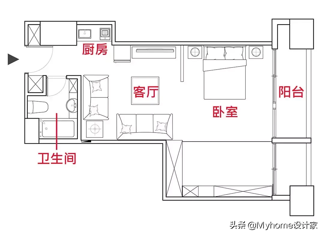 刀把户破解,修改平面图后,多了塌塌米空间,还有两房跟大厨房!