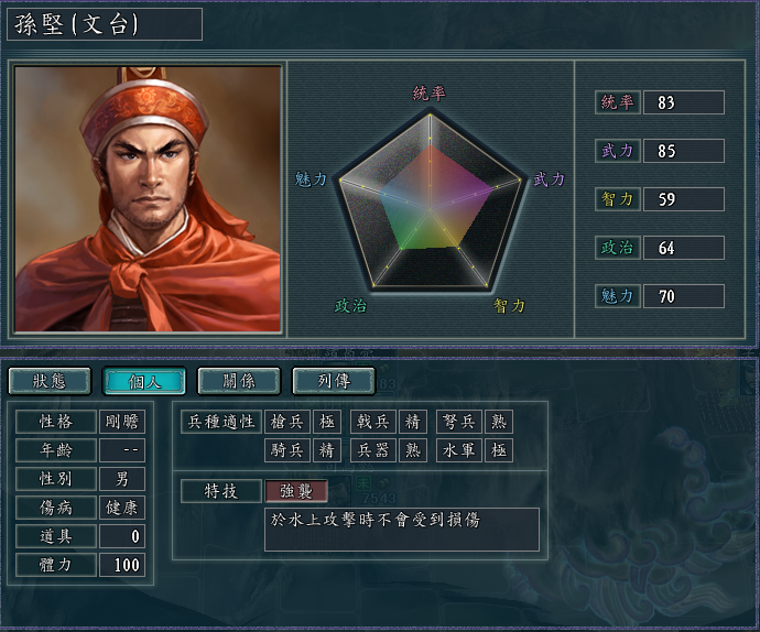 三国志11修改器sire2.0d特技修改详解三：游侠、突袭、强袭、待伏