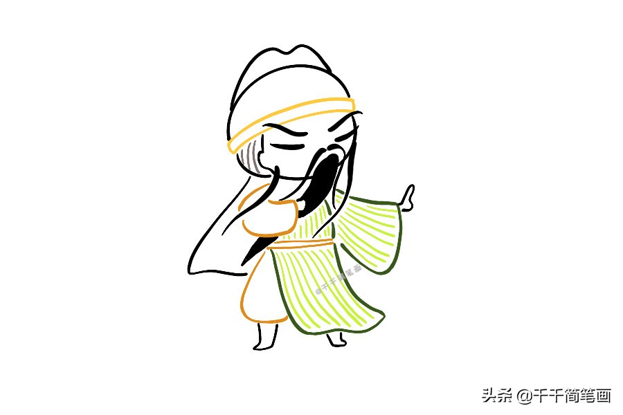 怎么画关羽简笔画周瑜怎么画周瑜简笔画黄忠怎么画黄忠简笔画孙权怎么