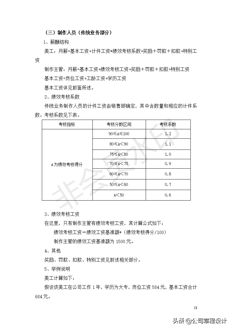 公司薪酬制度-非常全面（内含各权重参数及表格）