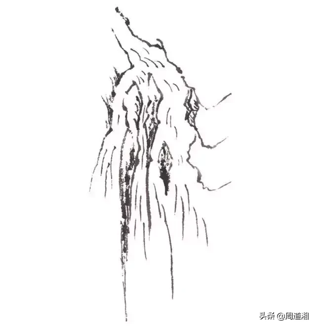 国画教程|山的表现方法、山石墨法及山坡路径、泉水瀑布的画法