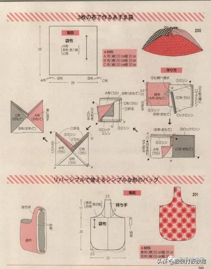 自制双肩包教程有尺寸（双肩包手提包裁剪纸样）