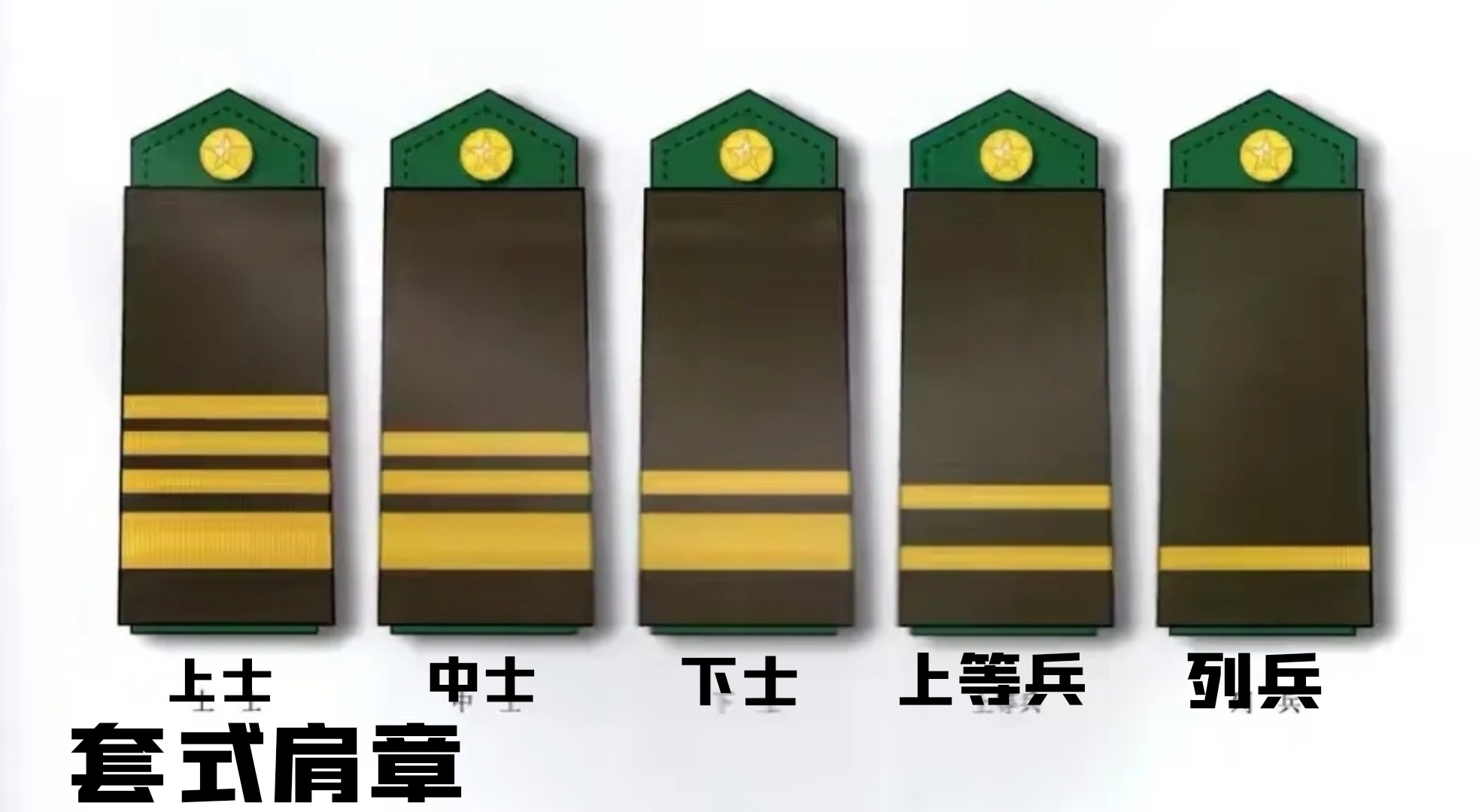 以相近军服颜色的纯色为底板,上面镶嵌的军衔条纹也以更加简洁的